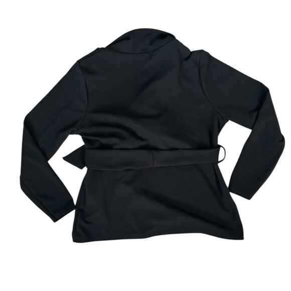 Boohoo Black Tie Waist Light Blazer Jacket Work Career  Women’s Plus Size 14 - Picture 4 of 9